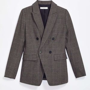 New Loft plaid long double breasted blazer 4